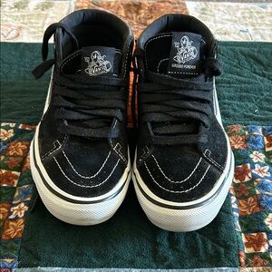 Vans Black and White Suede Low-Top Sneakers